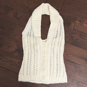 NWT Women’s Guess Knit Wool-Blend Halter Lace Back Top S